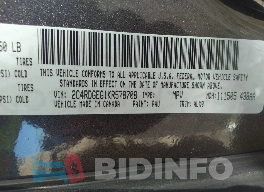 2C4RDGEG1KR578708 Photo# 9