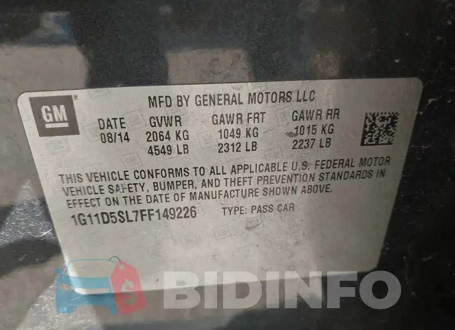 1G11D5SL7FF149226 Photo# 9