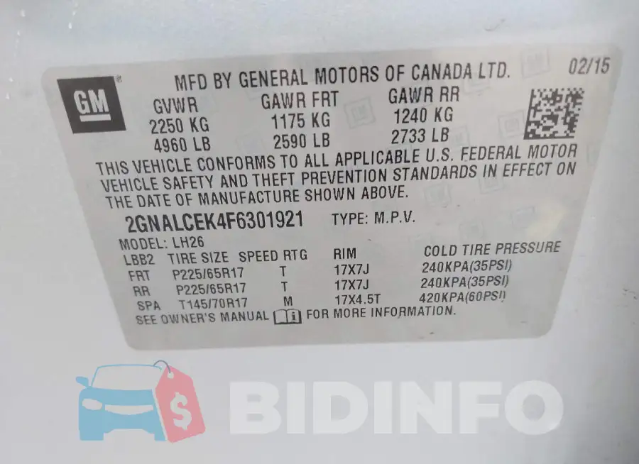 2GNALCEK4F6301921 Photo# 9