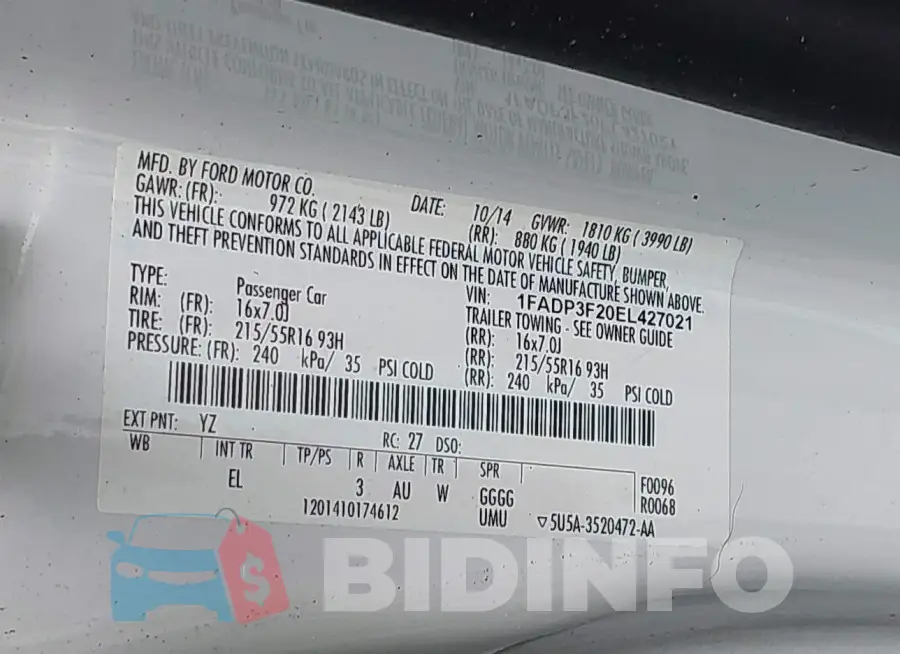 1FADP3F20EL427021 Photo# 9