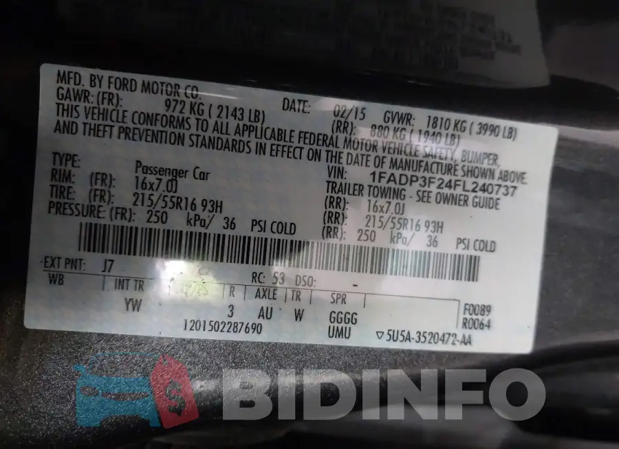 1FADP3F24FL240737 Photo# 9