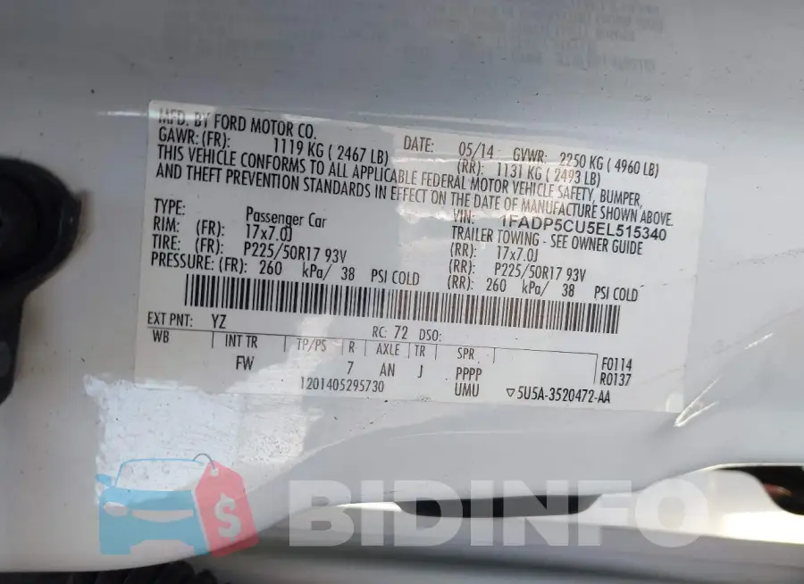 1FADP5CU5EL515340 Photo# 9