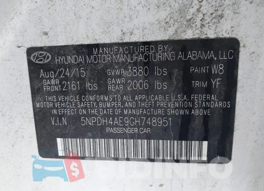 5NPDH4AE9GH748951 Photo# 9