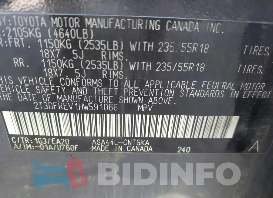 2T3DFREV1HW591066 Photo# 9