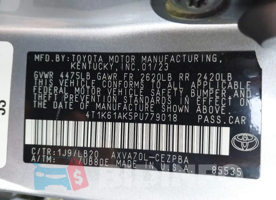 4T1K61AK5PU779018 Photo# 9