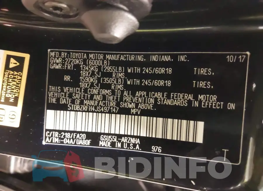 5TDBZRFH4JS497147 Photo# 9