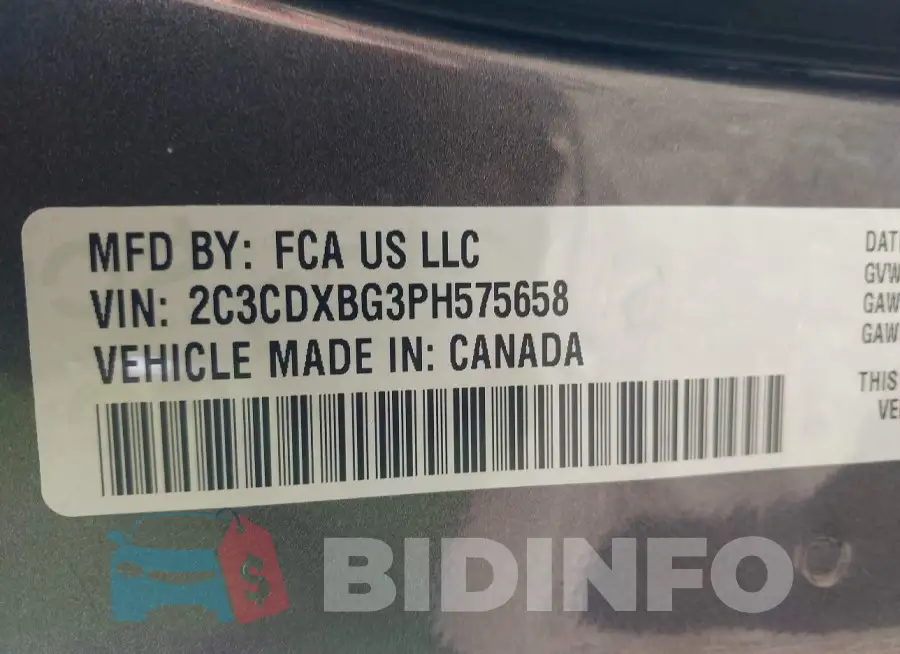 2C3CDXBG3PH575658 Photo# 9