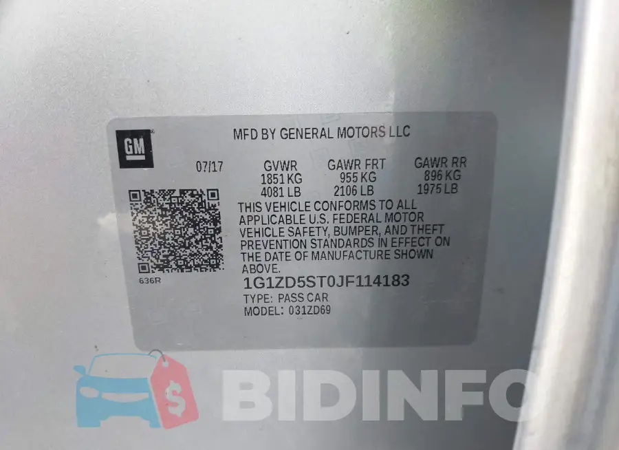 1G1ZD5ST0JF114183 Photo# 9