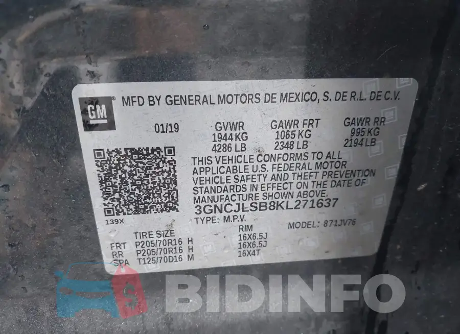 3GNCJLSB8KL271637 Photo# 9