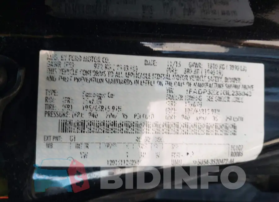 1FADP3E21GL238043 Photo# 9