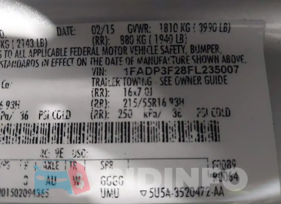 1FADP3F28FL235007 Photo# 9