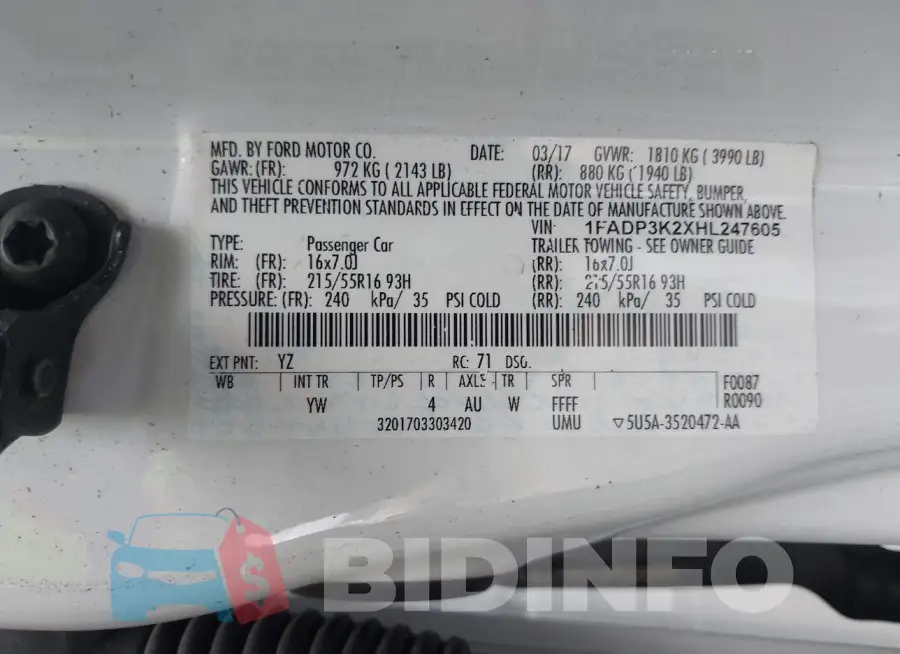 1FADP3K2XHL247605 Photo# 9