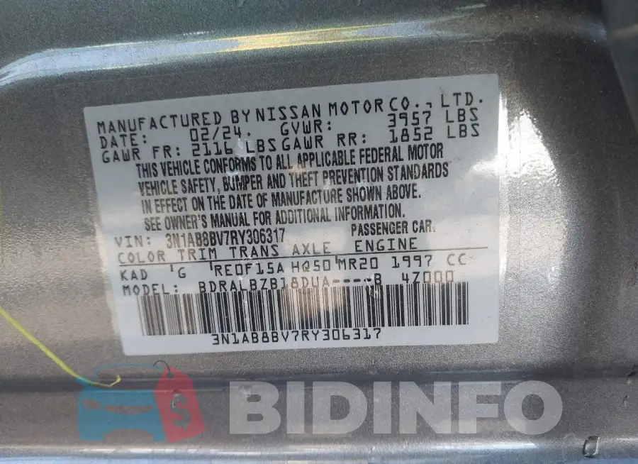 3N1AB8BV7RY306317 Photo# 9