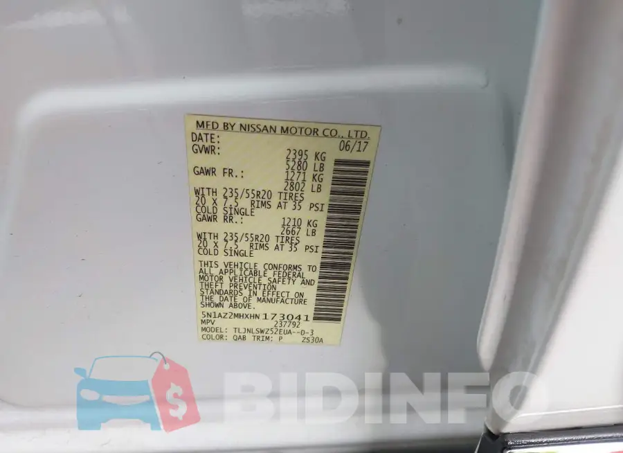 5N1AZ2MHXHN173041 Photo# 9