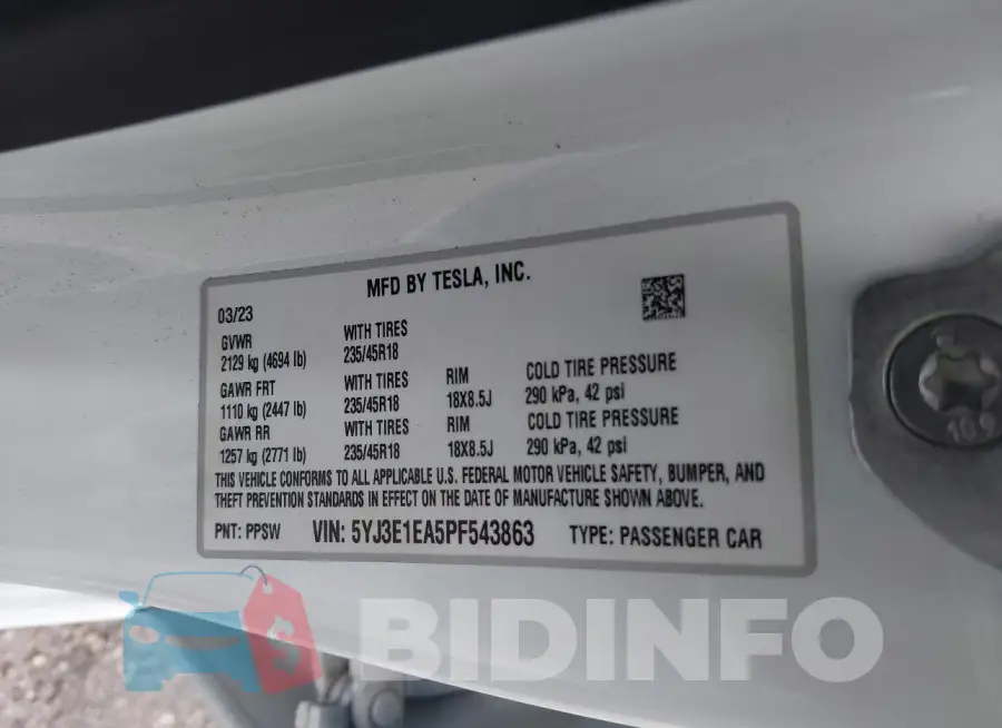 5YJ3E1EA5PF543863 Photo# 9