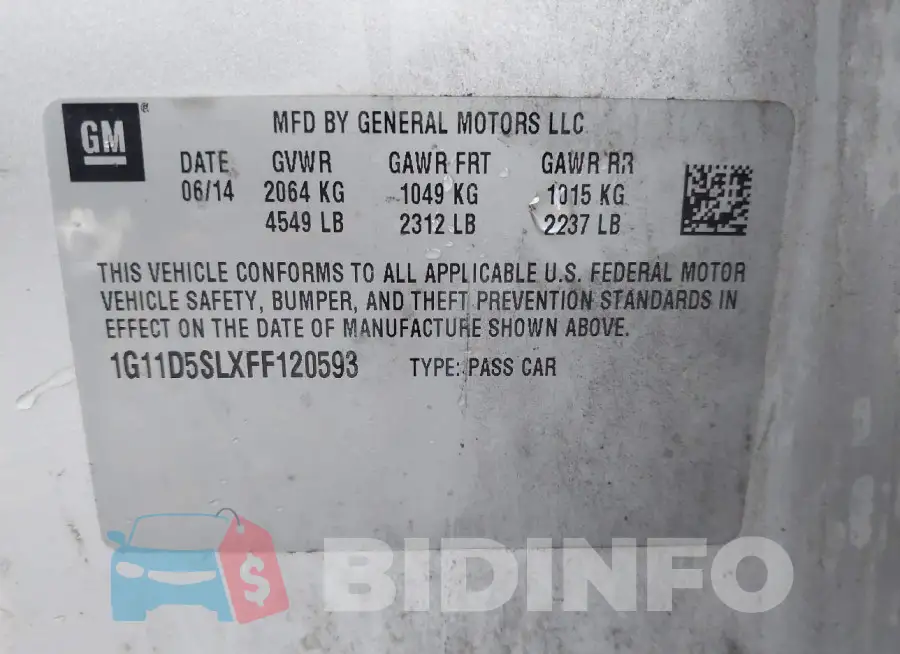 1G11D5SLXFF120593 Photo# 9