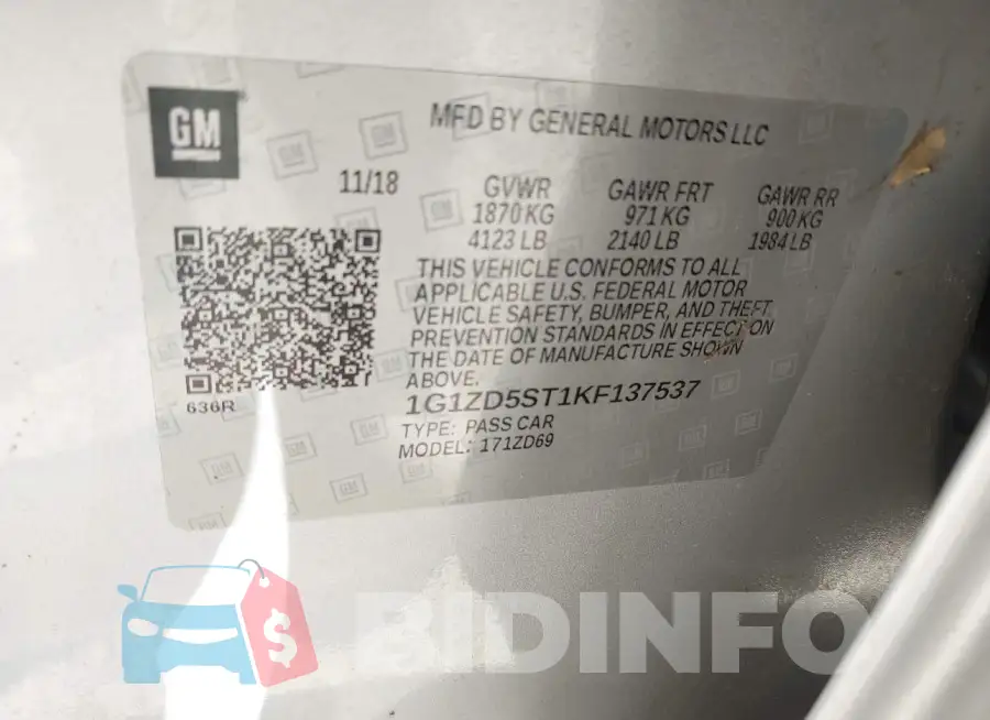 1G1ZD5ST1KF137537 Photo# 9