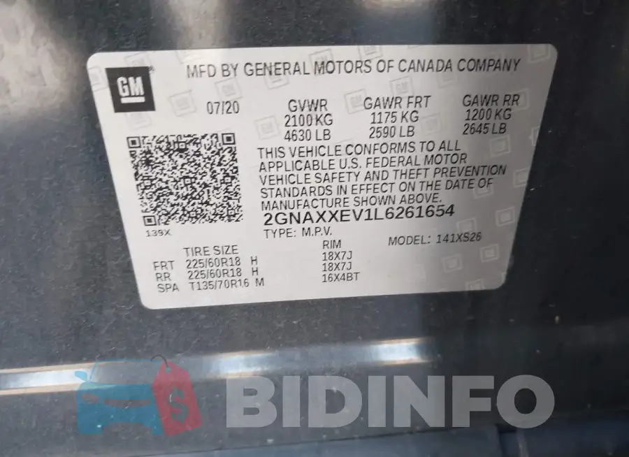 2GNAXXEV1L6261654 Photo# 9
