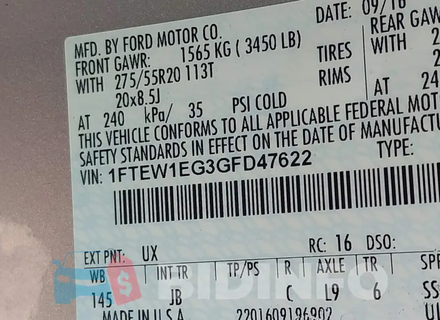 1FTEW1EG3GFD47622 Photo# 9
