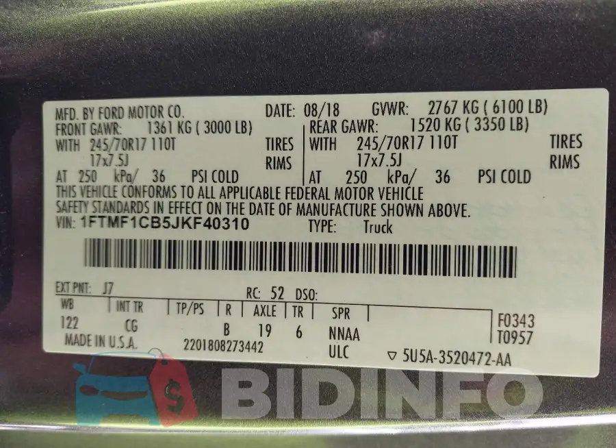 1FTMF1CB5JKF40310 Photo# 9