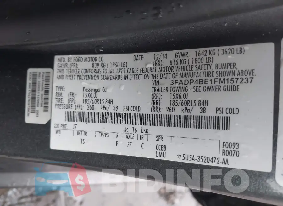 3FADP4BE1FM157237 Photo# 9