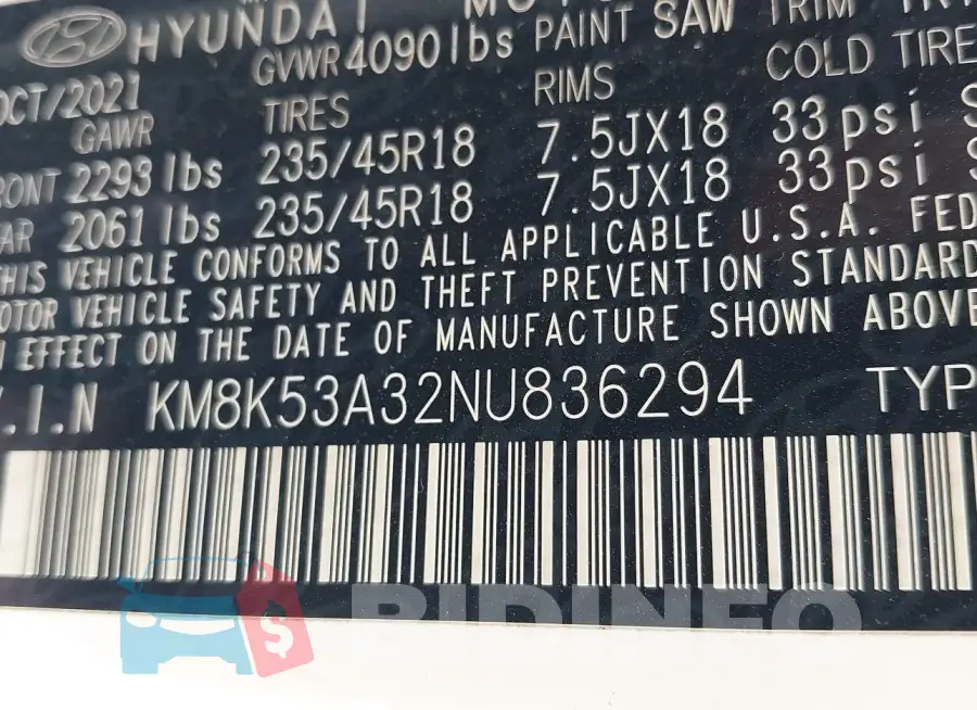 KM8K53A32NU836294 Photo# 9