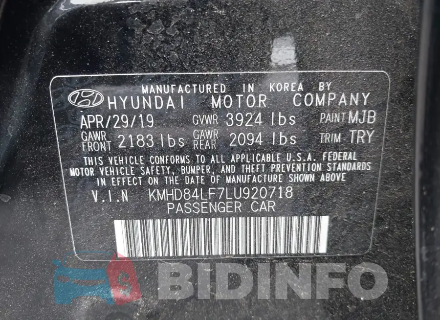 KMHD84LF7LU920718 Photo# 9