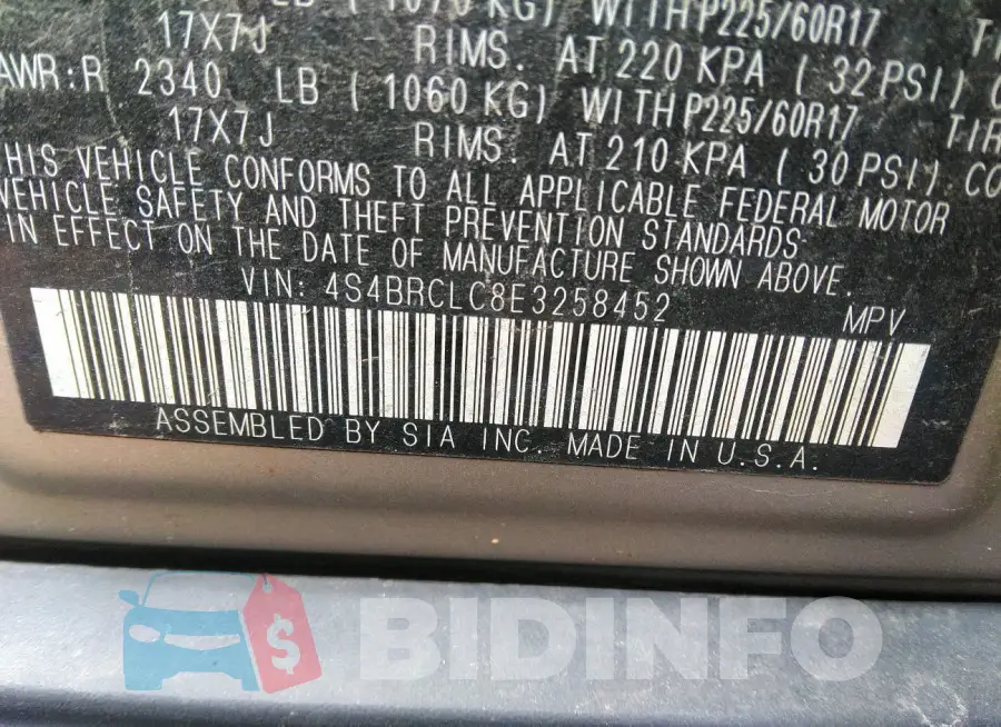 4S4BRCLC8E3258452 Photo# 9
