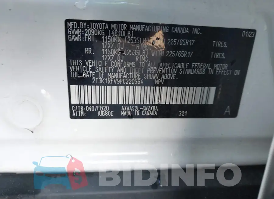 2T3K1RFV9PC220564 Photo# 9