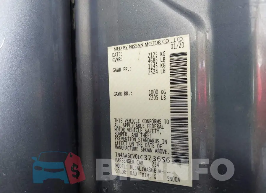 1N4AA6CV0LC373656 Photo# 9