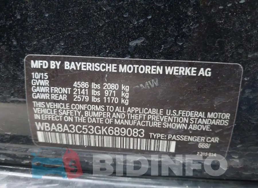 WBA8A3C53GK689083 Photo# 9