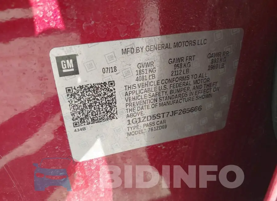 1G1ZD5ST7JF265666 Photo# 9