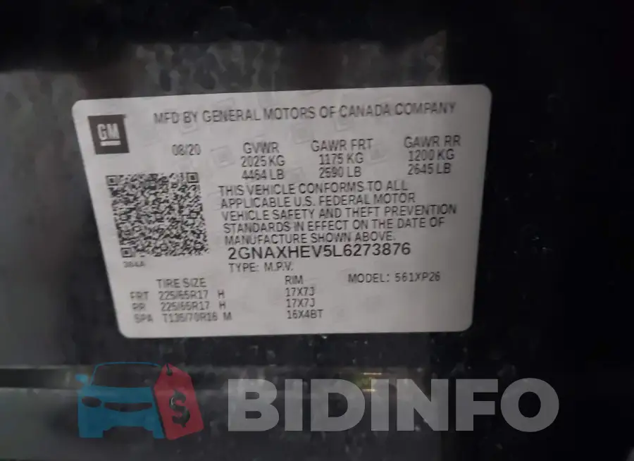 2GNAXHEV5L6273876 Photo# 9