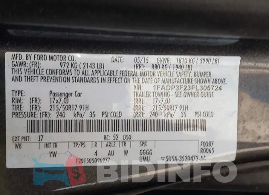 1FADP3F23FL305724 Photo# 9