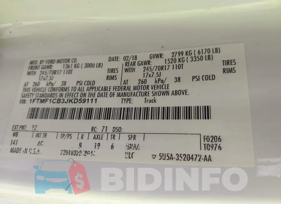 1FTMF1CB3JKD59111 Photo# 9