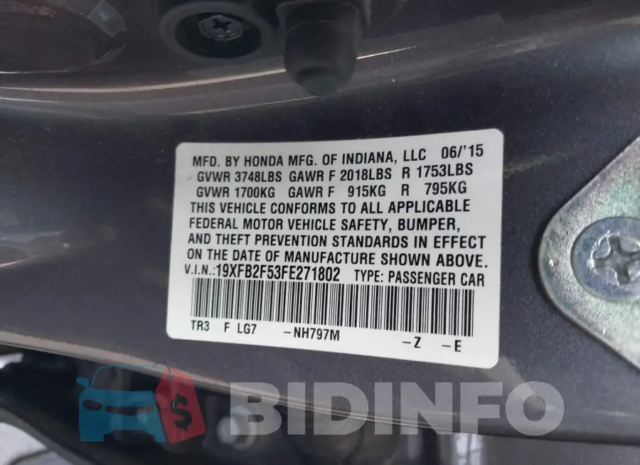 19XFB2F53FE271802 Photo# 9