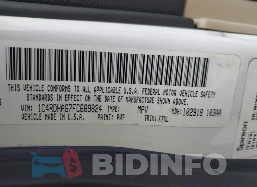 1C4RDHAG7FC689824 Photo# 9