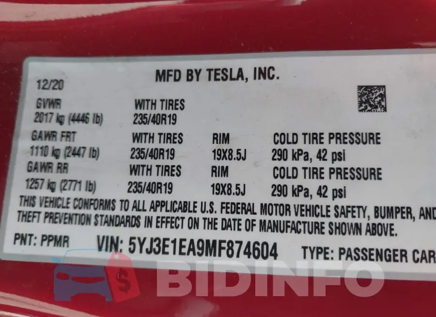 5YJ3E1EA9MF874604 Photo# 9