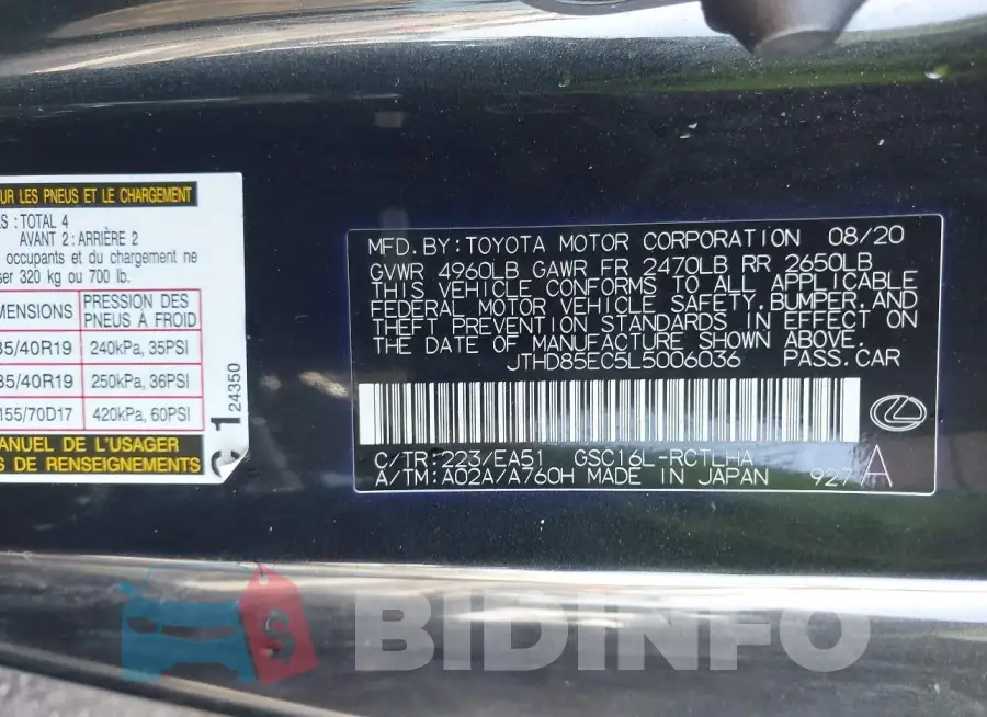 JTHD85EC5L5006036 Photo# 9