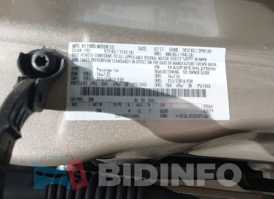 1FADP3FE3HL275010 Photo# 9