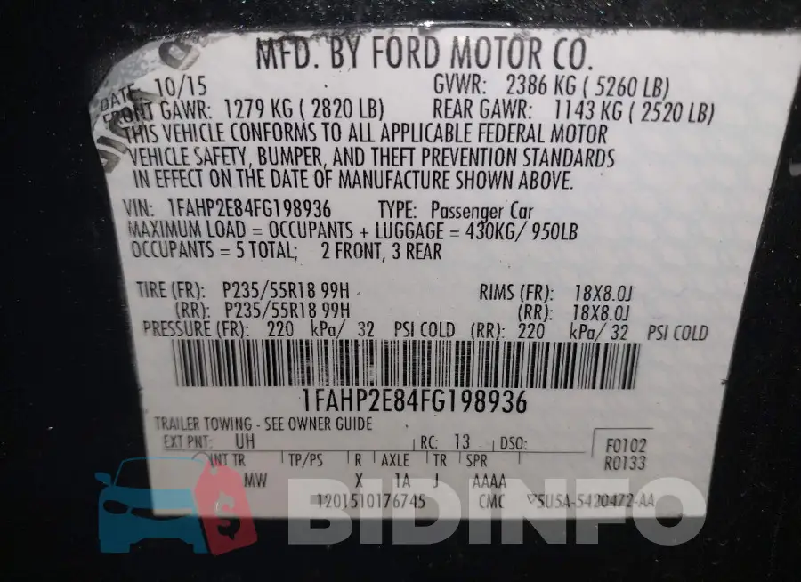 1FAHP2E84FG198936 Photo# 9