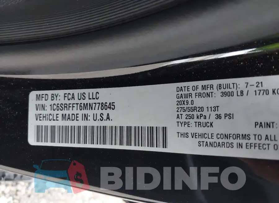 1C6SRFFT6MN778645 Photo# 9