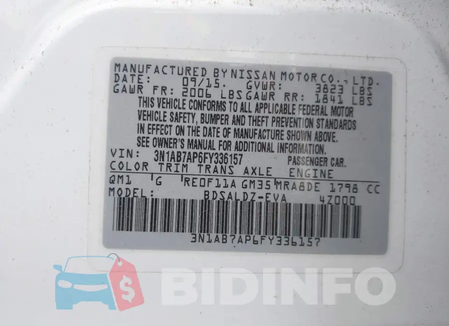 3N1AB7AP6FY336157 Photo# 9