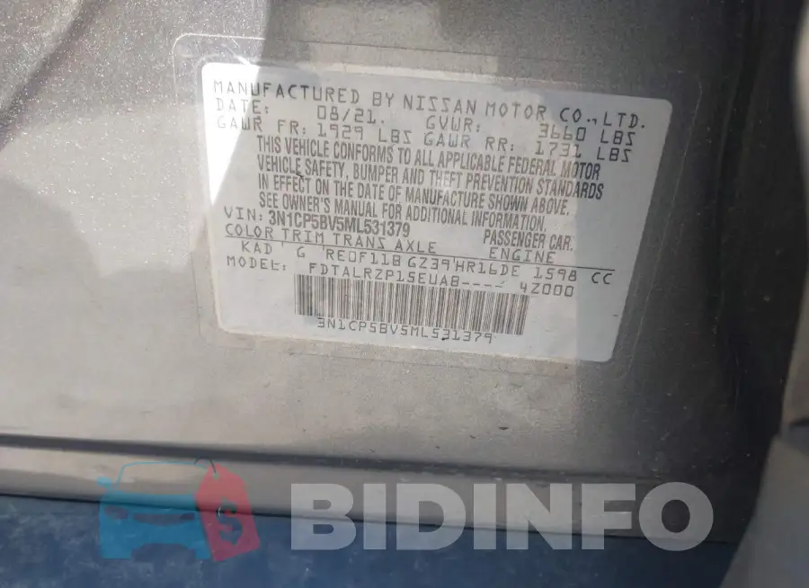 3N1CP5BV5ML531379 Photo# 9