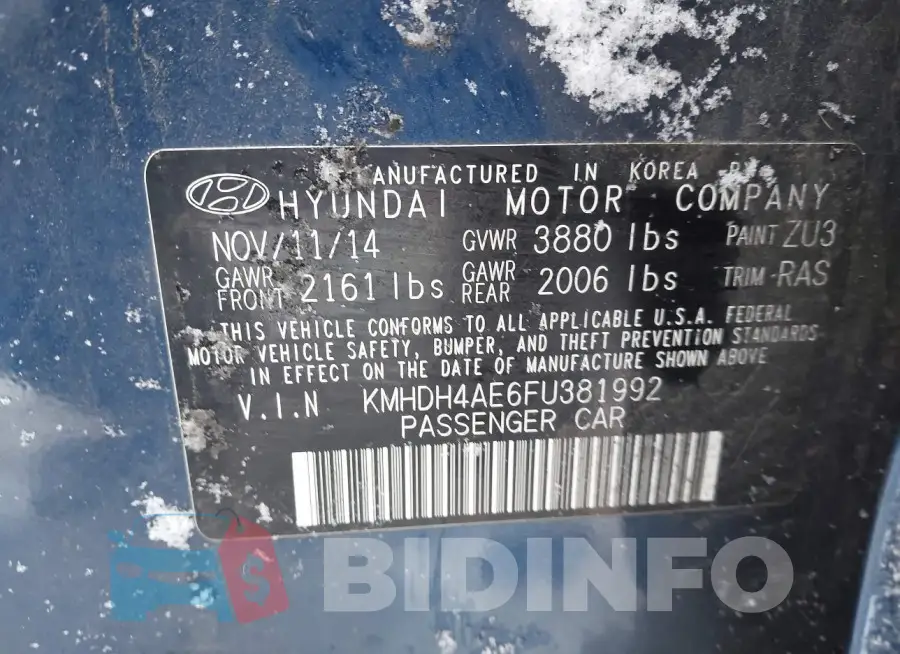 KMHDH4AE6FU381992 Photo# 9