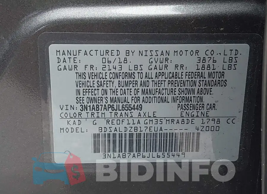3N1AB7AP6JL655449 Photo# 9