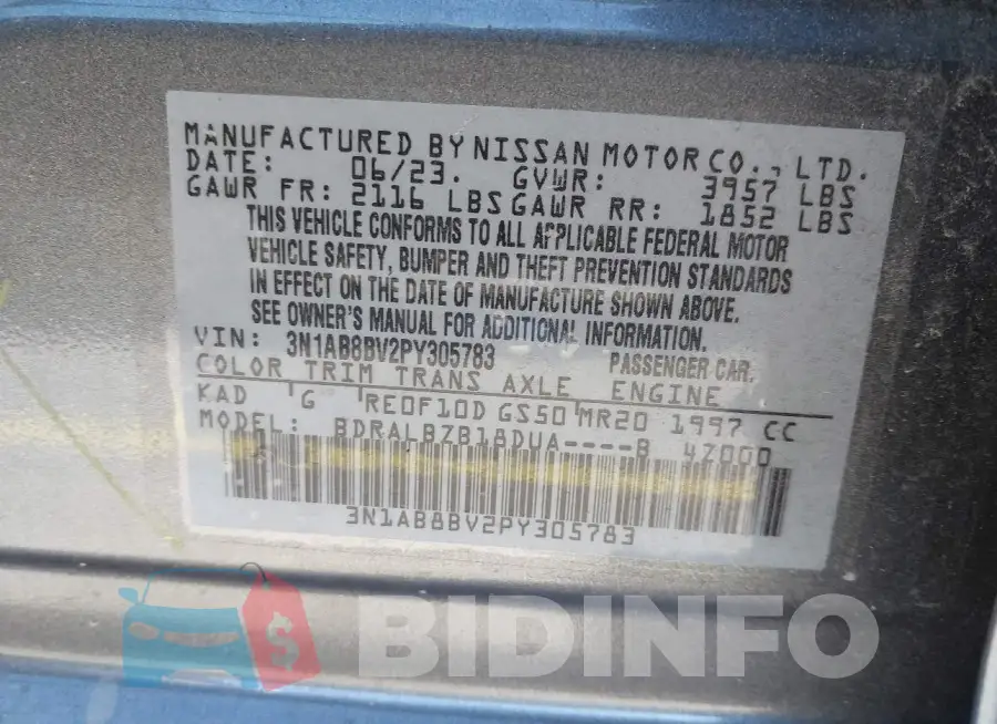3N1AB8BV2PY305783 Photo# 9