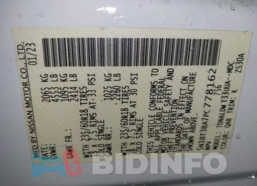 5N1BT3BA7PC778162 Photo# 9