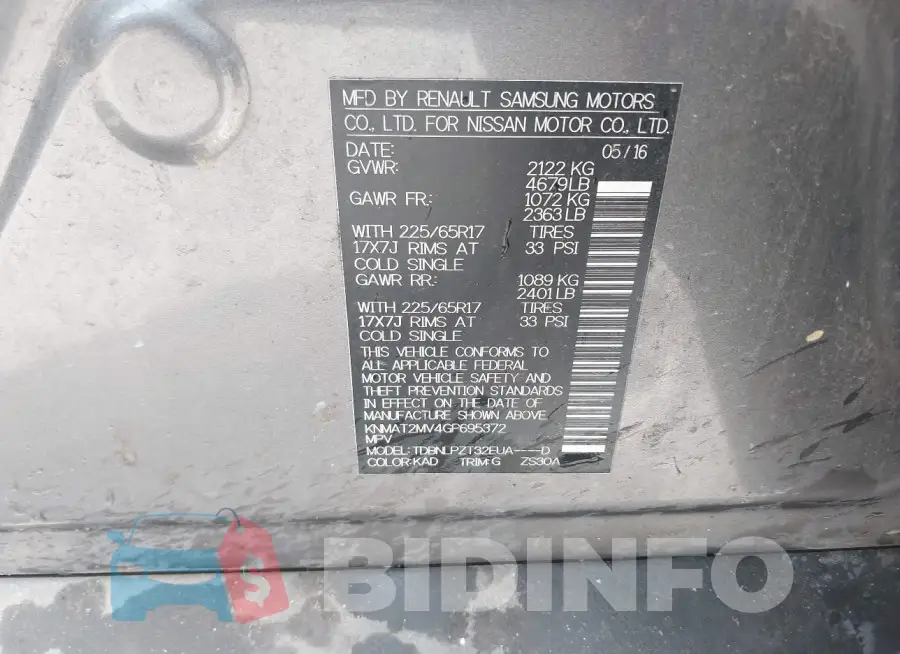 KNMAT2MV4GP695372 Photo# 9
