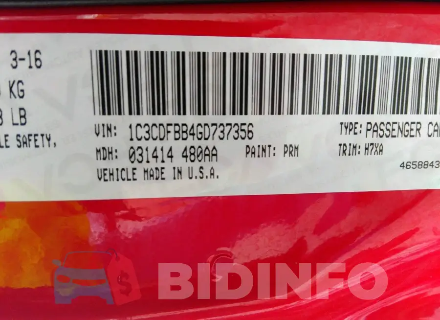 1C3CDFBB4GD737356 Photo# 9